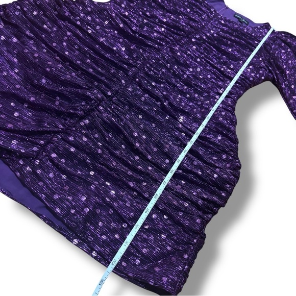 NWT For Love & Lemons Purple Sparkly 80s Inspired La Villette Mini Dress Medium - Picture 9 of 14